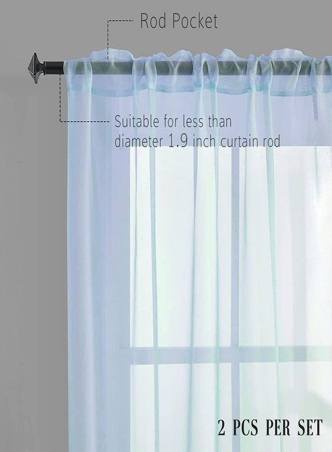 TOAVA DECO Baby Blue Sheer Curtains 84 Inches Long for Bedroom Rod Pocket Sheer Voile Curtains Panels Light Filtering Blue Sheer Drapes for Windows/Living Room/Boys/Kids Room 52x84 2 Panels - Image 2
